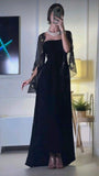 Elegant A Line Strapless Long Prom Dresses Black Formal Dress HZ1022