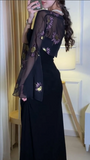 Elegant A Line Strapless Long Prom Dresses Black Formal Dress HZ1022