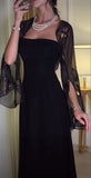 Elegant A Line Strapless Long Prom Dresses Black Formal Dress HZ1022