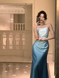 Elegant Sheath Straps Blue Prom Dresses Formal Dress HZ1022