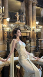 Vintage Champagne Prom Dress Mermaid Birthday Outfits HZ1022