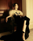 Elegant Mermaid Strapless Black Velvet Prom Dresses Long Formal Dress HZ1022