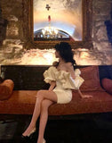 Simple Sheath Strapless 18th Birthday Dresses White Birthday Outfits HZ1022