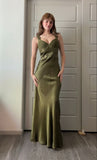 Elegant Sheath Olive Green Prom Dresses Long Formal Dress HZ1022