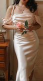 Elegant A line Straps Silk Satin Prom Dresses Formal Dress HZ1022