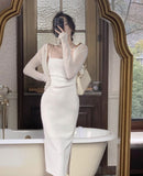 Modest Sheath White Straps Birthday Dresses 21th Birthday Outfit HZ1022