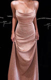 Elegant Sheath Straps Long Pink Prom Dresses Formal Dress HZ1022