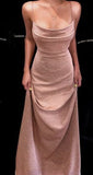Elegant Sheath Straps Long Pink Prom Dresses Formal Dress HZ1022