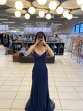 Elegant Mermaid Navy Blue Sequin Prom Dresses Formal Dress HZ1022