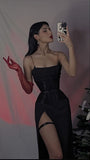 Elegant Mermaid Straps Black Prom Dresses Formal Dress HZ1022
