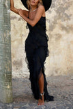 SHeath Straps Black Split Prom Dress Women Sexy Party Dresses HZ1022