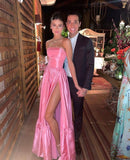 Pink Leg Split Prom Dress Women Sexy Party Dresses HZ1022