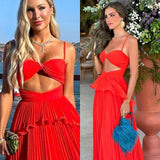 Chiffon Prom Dress Spaghetti Strap Floor Length Sleeveless Formal Evening Dresses HZ1022