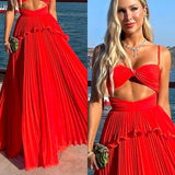 Chiffon Prom Dress Spaghetti Strap Floor Length Sleeveless Formal Evening Dresses HZ1022