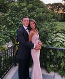 Simple Mermaid Strapless Floor Length Sleeveless Pink Prom Dress HZ1022