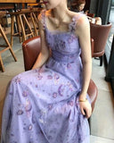 A line Straps Lace Long Prom Dresses Lilac Graduation Dress HZ1022