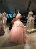 Pink Sweetheart Ball Gown Prom Dress with Lace HZ1022