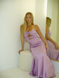 Mermaid Strapless Lilac Floor Length Sleeveless Prom Dress HZ1022