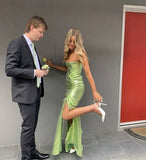 Mermaid Straps Sage Green Floor Length Sleeveless Prom Dress HZ1022