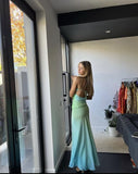 Vintage Mermaid Straps Ombre Green Floor Length Sleeveless Prom Dress HZ1022