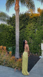 Vintage Mermaid 2 Pieces Yellow Floor Length Sleeveless Prom Dress HZ1022