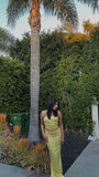 Vintage Mermaid 2 Pieces Yellow Floor Length Sleeveless Prom Dress HZ1022