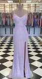 Vintage Mermaid Floor Length Sleeveless Sequin Prom Dress HZ1022