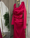 Sexy Mermaid Long Sleeves Red Prom Dresses HZ1022