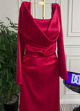 Sexy Mermaid Long Sleeves Red Prom Dresses HZ1022