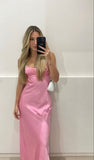 Sexy Sheath Long Straps Light Pink Prom Dresses HZ1022