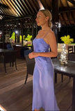 Sexy A line Long Straps Silk Satin Prom Dresses HZ1022