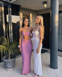 Sexy Sheath Strapless Pink Prom Dresses HZ1022