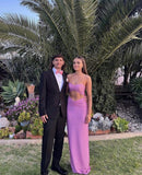 Sexy Sheath Strapless Pink Prom Dresses HZ1022