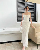Sexy Sheath Strapless White Prom Dresses HZ1022