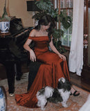 Sexy Mermaid Off The Shoulder Long Burgundy Prom Dresses HZ1022