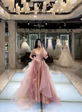 Ball Gown Strapless Long Satin Pink Prom Dress HZ1022