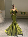 Mermaid Off The Shoulder Mermaid Green Long Prom Dress HZ1022