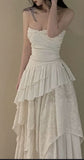 Vintage A line Strapless Long White Lace Wedding Dresses HZ1022
