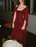 Beautiful Mermaid Wine Red Long Burgundy Prom Dress HZ1022