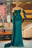 Elegant Mermaid Long Dark Green Spaghetti Straps Prom Dress With Ruffles HZ1022