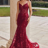 Mermaid Straps Dark Green Prom Dresses Sequin Formal Dress HZ1022