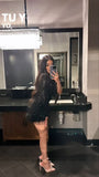 Simple Sheath Black 18th Birthday Dresses Sequin Birthday Outfits HZ1022