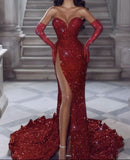 Sexy Mermaid Long Senior Sequin Slit Prom Dress Formal Dress HZ1022