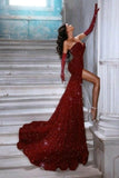 Sexy Mermaid Long Senior Sequin Slit Prom Dress Formal Dress HZ1022