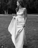 Beautiful Sheath Straps Long White Prom Dress Evening Dress HZ1022