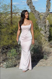 Sexy Mermaid Straps Long Pink Prom Dress Evening Dress HZ1022