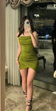 Simple Sheath Olive Green 18th Birthday Dresses Birthday Outfits HZ1022