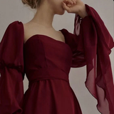 Sexy Square Neckline Chiffon Long Prom Dress 21th Birthday Outfit HZ1022