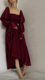 Sexy Square Neckline Chiffon Long Prom Dress 21th Birthday Outfit HZ1022