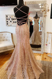 Mermaid V-Neck Long Prom Dress with Criss Cross Back 21st Birthday Outfit HZ1022